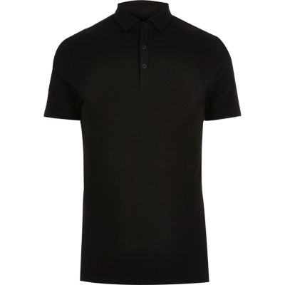 Black muscle fit polo shirt